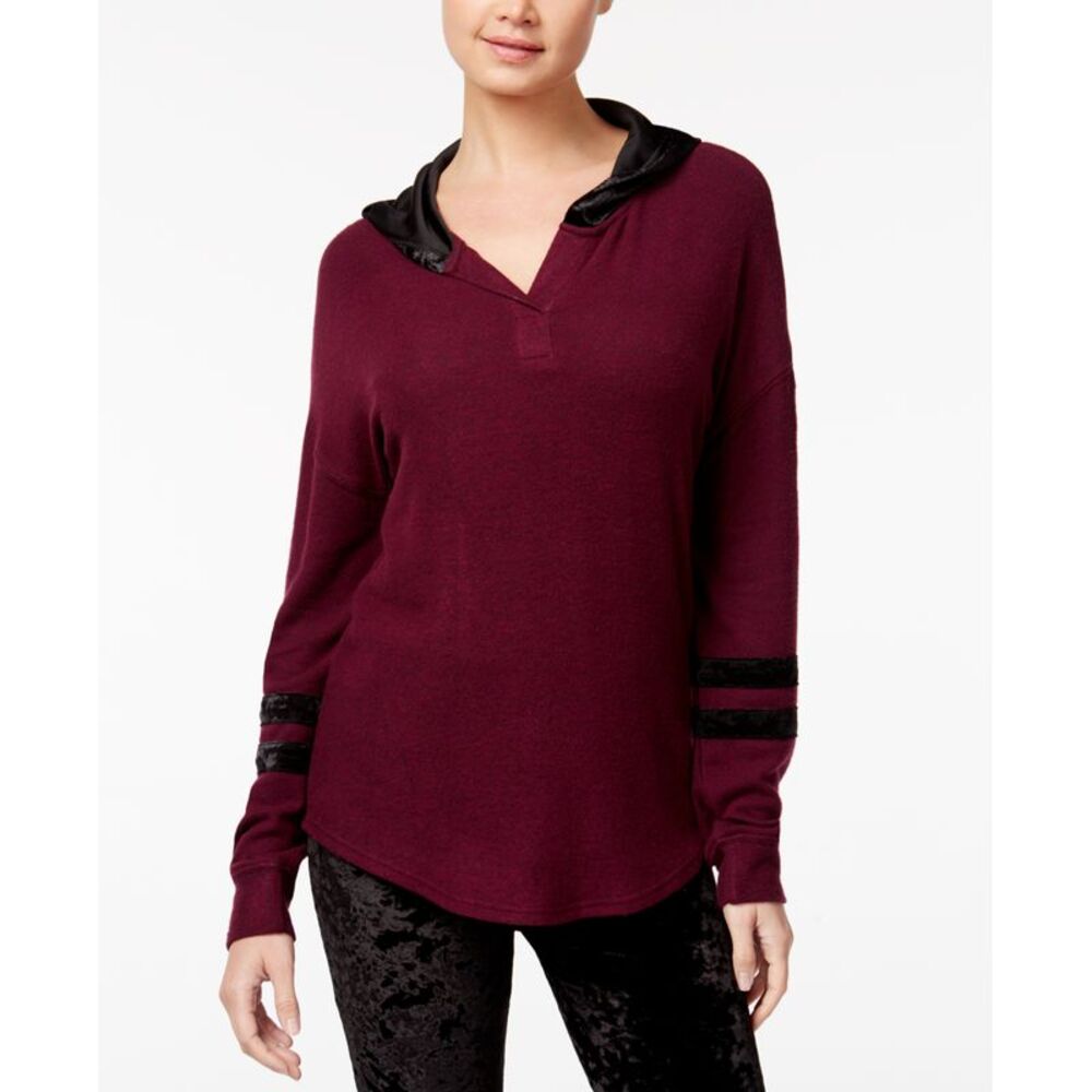 Hippie Rose Juniors Velvet Trim Cozy Hoodie
